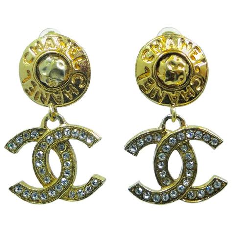 chanel earrings on ear small|Chanel double c drop earrings.